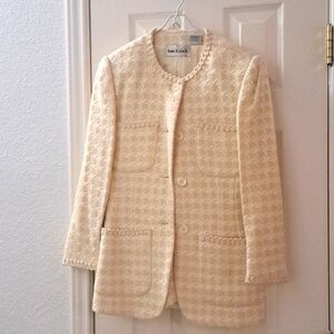 Vintage Anne Klein Wool Blend Jacket Cream Size 8